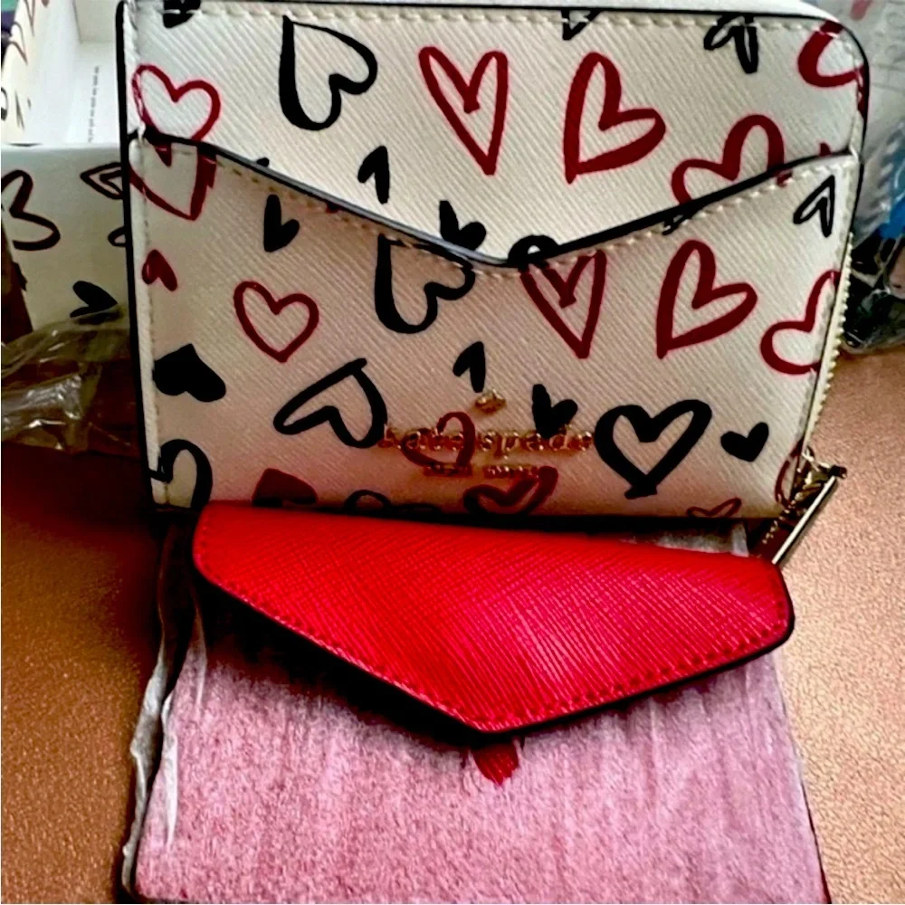 Kate Spade Staci Scribble Heart Boxed Wallet Card Set NWT!